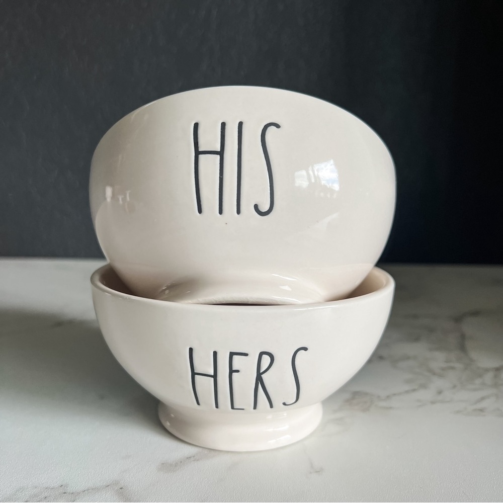 Rae Dunn Artisan Collection by Magenta HIS and HERS Cereal Bowls Set NWOT